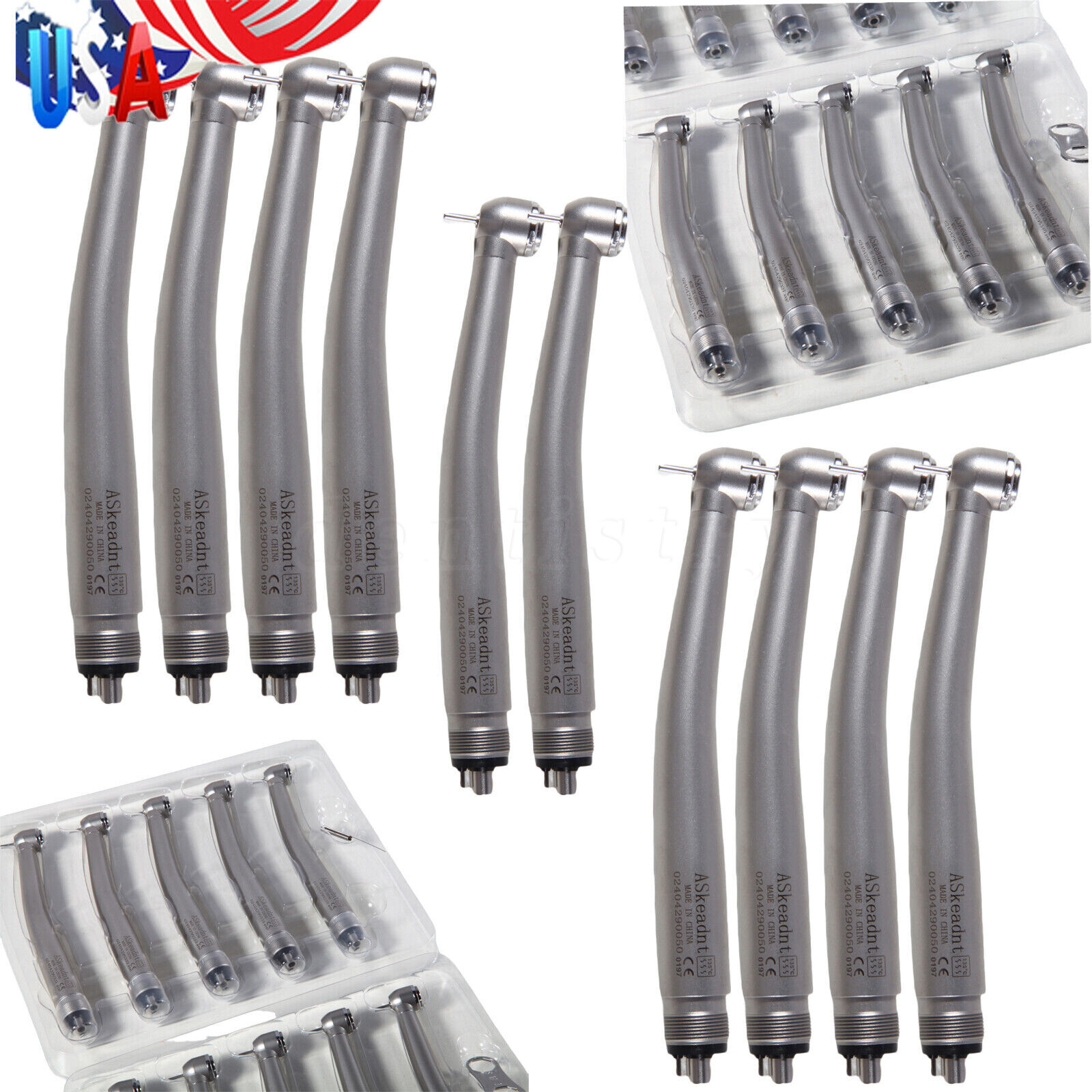 10 ADA4 NSK Style Dental High Speed Handpiece Push Button Standard Head 4Hole