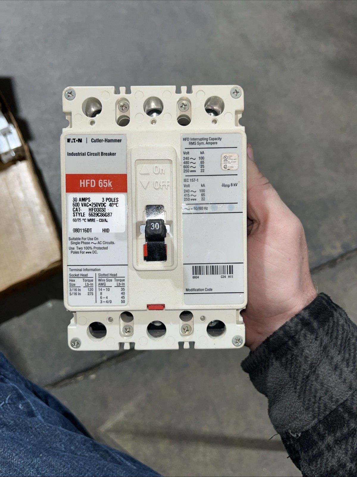 Eaton Cutler Hammer HFD3030 3 pole 30 amp 600vac 250v , New Pull Out