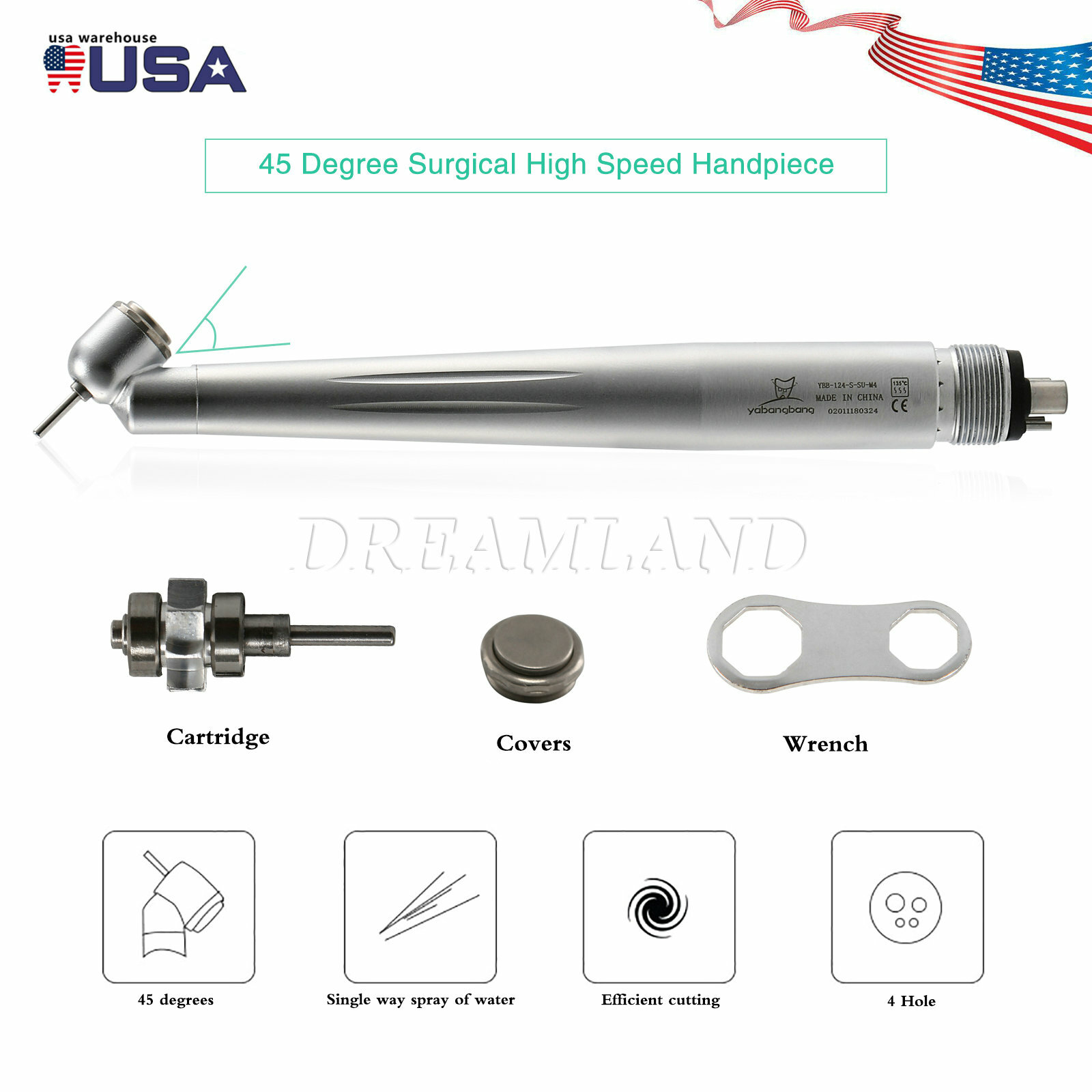 1-5* Turbina Dental 45 Grados Pieza de Mano Quirúrgica de Alta Velocidad WCA4