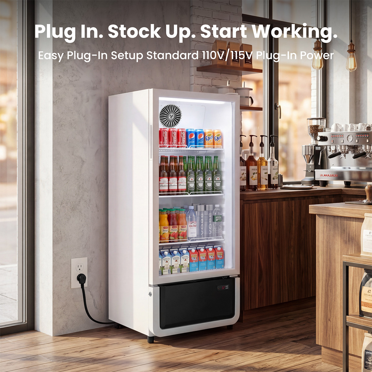 Yeego Commercial Upright Refrigerator 6.85 Cu.ft Beverage Display Cooler White