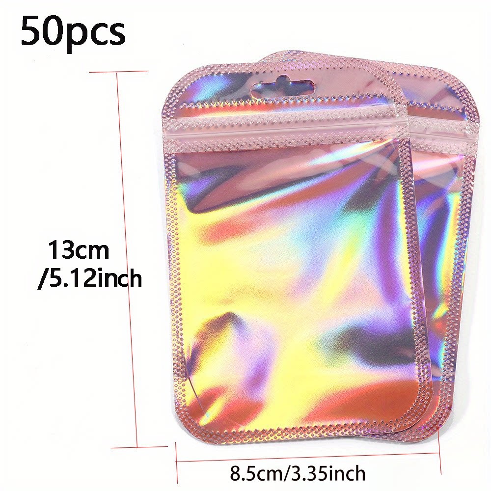 50pcs Laser Printed Bags Transparent Self-Sealing Bag Jewelry Beads Storage bags