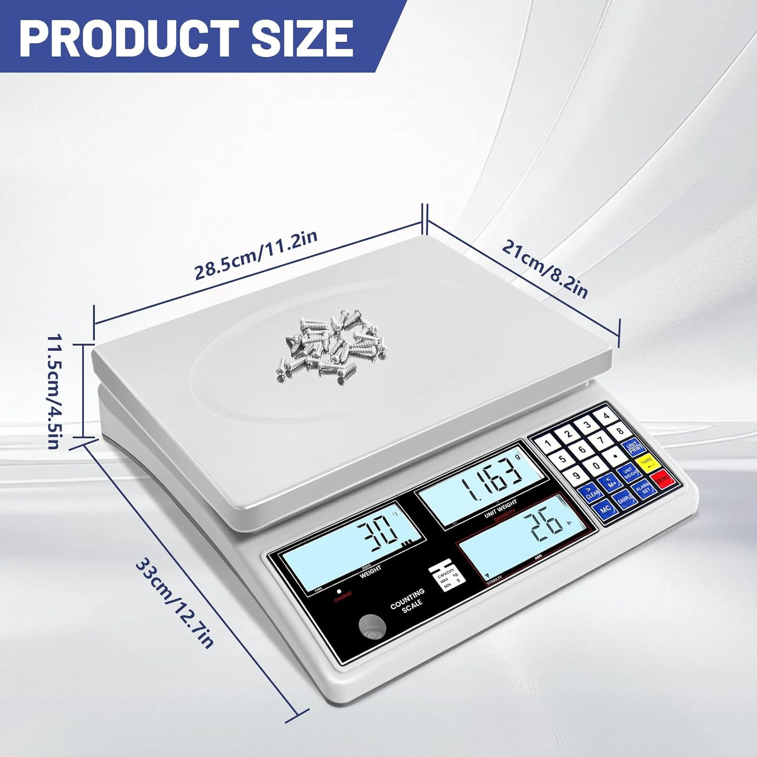 Industrial Counting Scale for Small Part (30Kg, 66Lb,1G), G/Kg/Lb,Coin Scale Bui