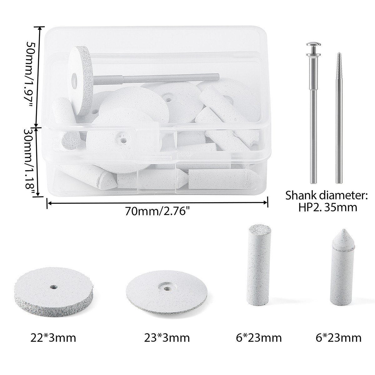 20 pcs +2 mandrel AZDENT Dental Silicone Rubber Polishing Wheels Point Polisher