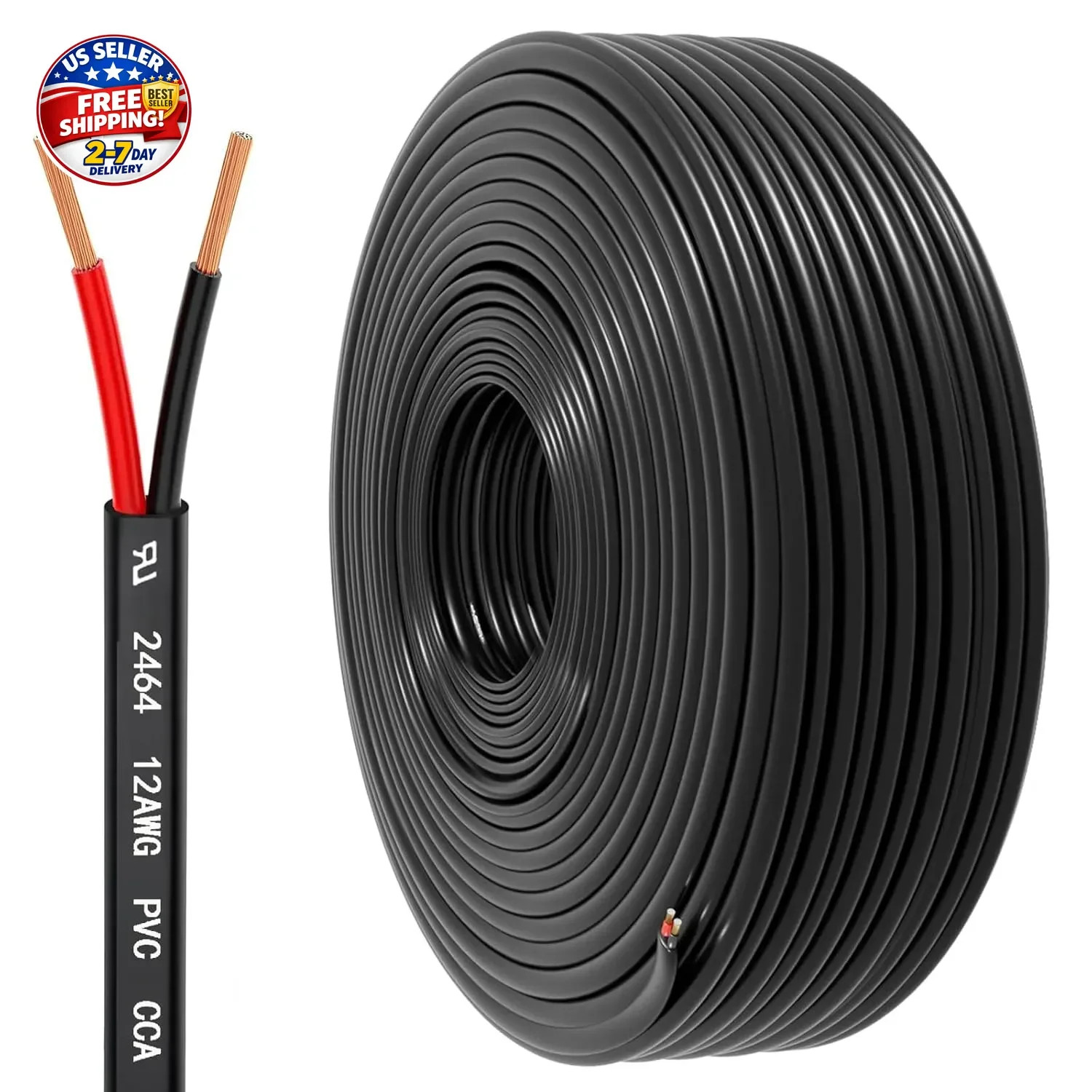 150FT 12 Gauge Wire 2 Conductor Electrical Wire, 12 AWG 3.3mm² Wire PVC Cord,