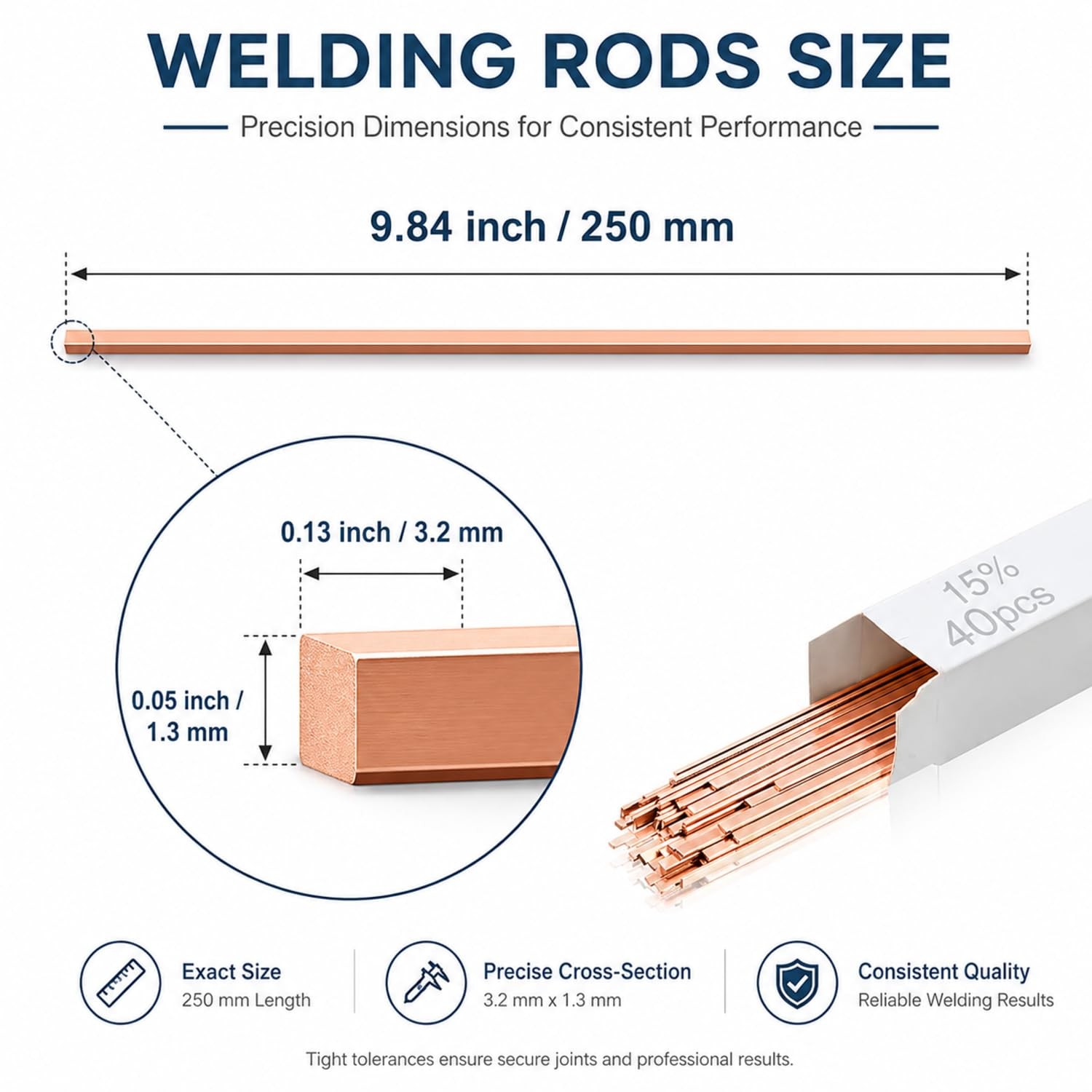 Tandefio 40 Sticks Brazing Rods AWS BCup-5 15% Silver As the Picture Shows