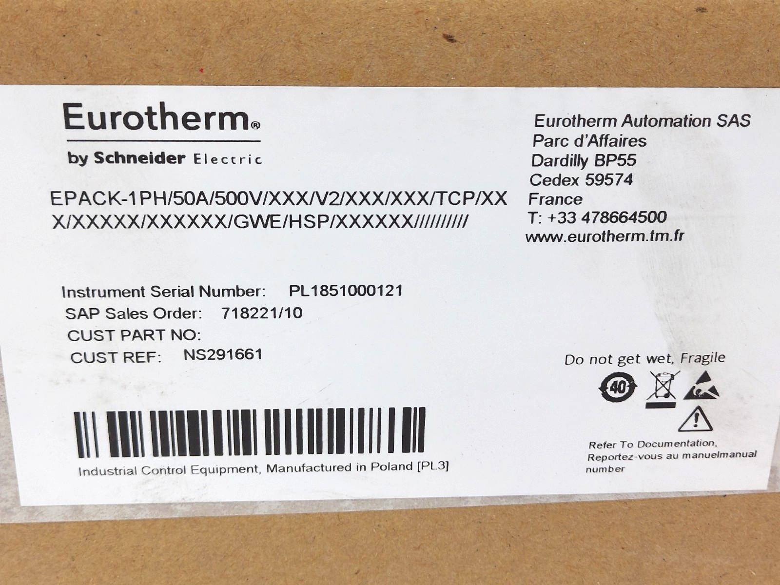 EUROTHERM EPACK-1PH /50A/500V/XXX/V2 POWER CONTROLLER Schneider *NEW AND SEALED*