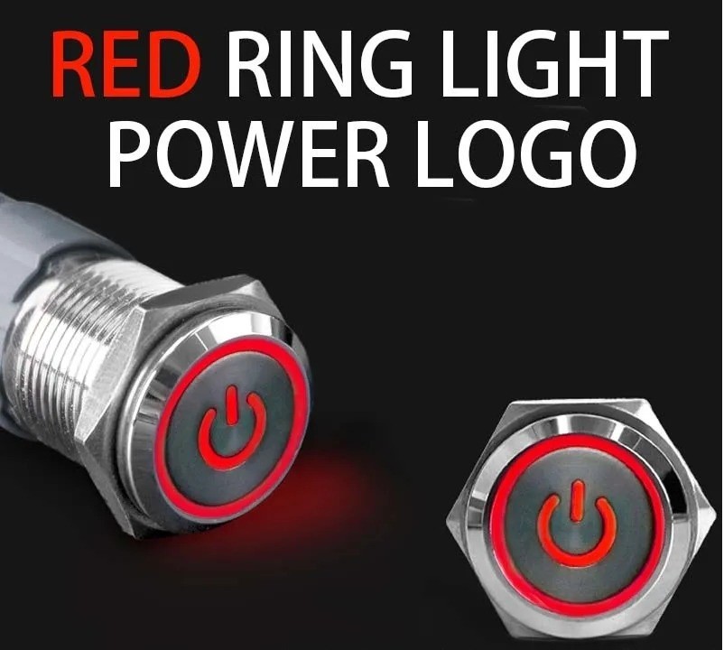 16mm 12V LED ON OFF Waterproof Stainless Steel Latching Push Button Power Switch
