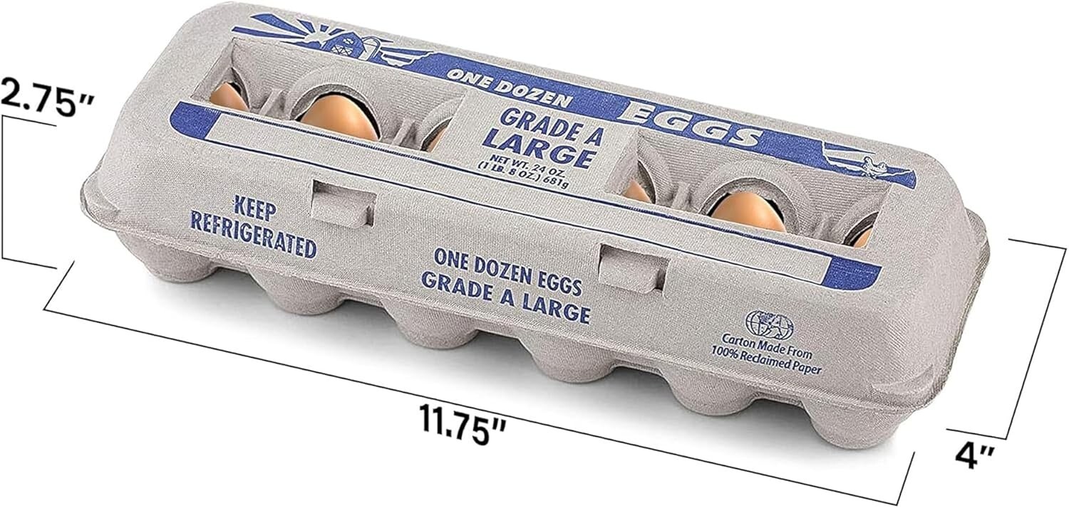 MT Products Printed Natural Pulp Paper Egg Cartons Hold Eggs 12 Count -15 Pieces