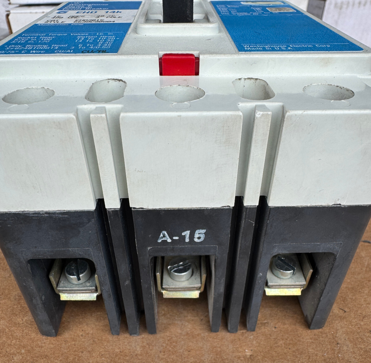 Westinghouse EHD3015 Circuit Breaker 3P 15A 480V Excellent Condition Tested