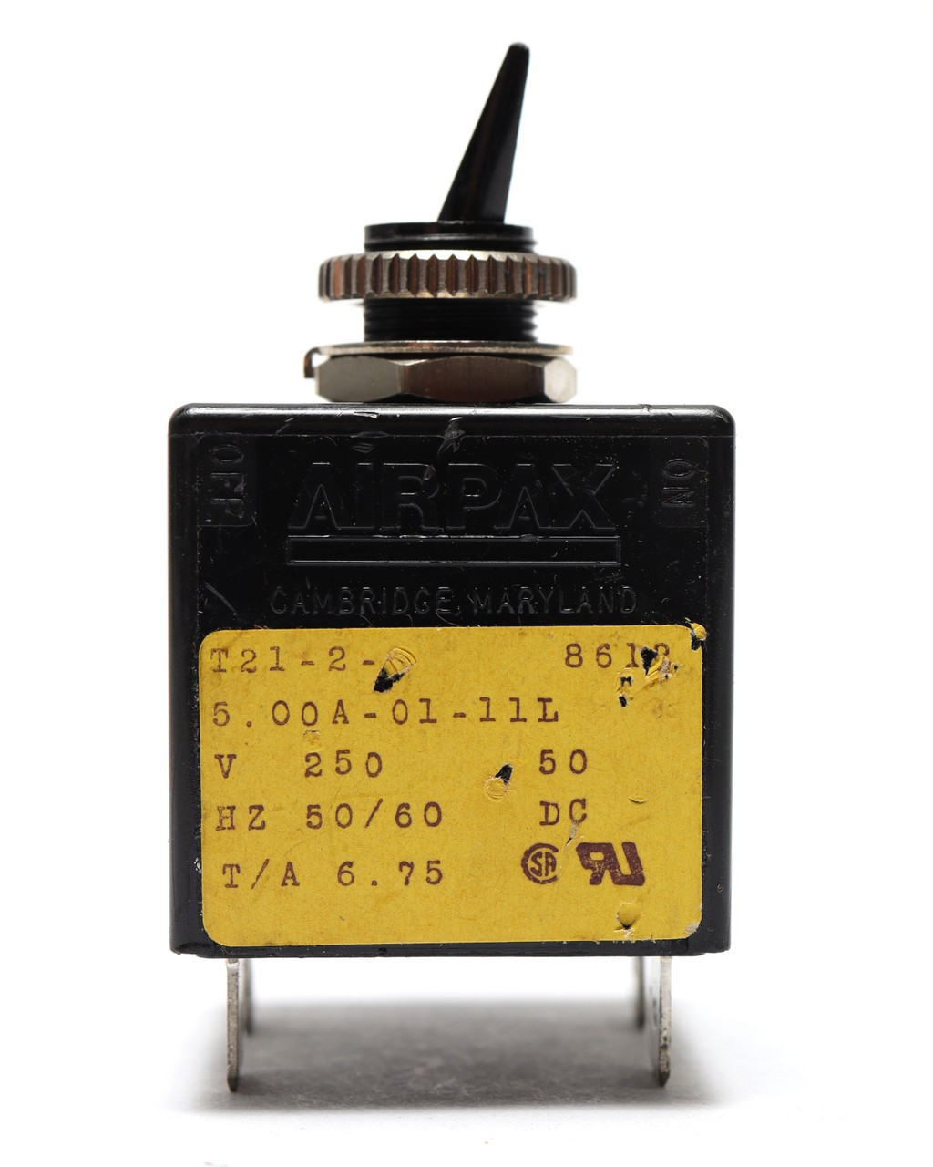 Airpax T21-2-5.00-01-11L 250V, 5 Amp Circuit Breaker