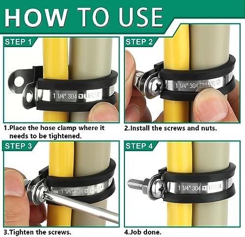 125PCS Stainless Steel Rubber Coated Cable Clamps Assortment Kit – 12 Sizes