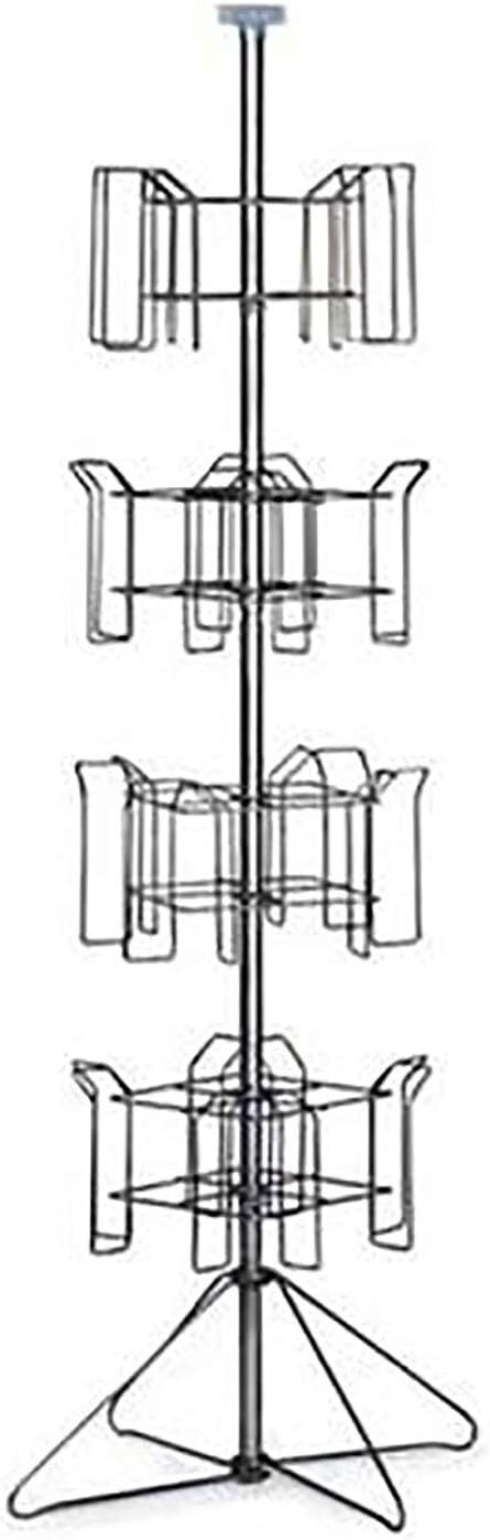 Literature Rack 4-Tier Floor Standing Chrome 64″ H 16 Pockets 8 ½” x 11″ x 2″