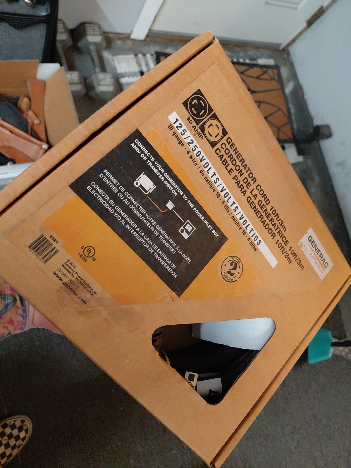 Generac 10ft. Generator Cord, 30 AMP, 125/250 Volts, 10 Gauge