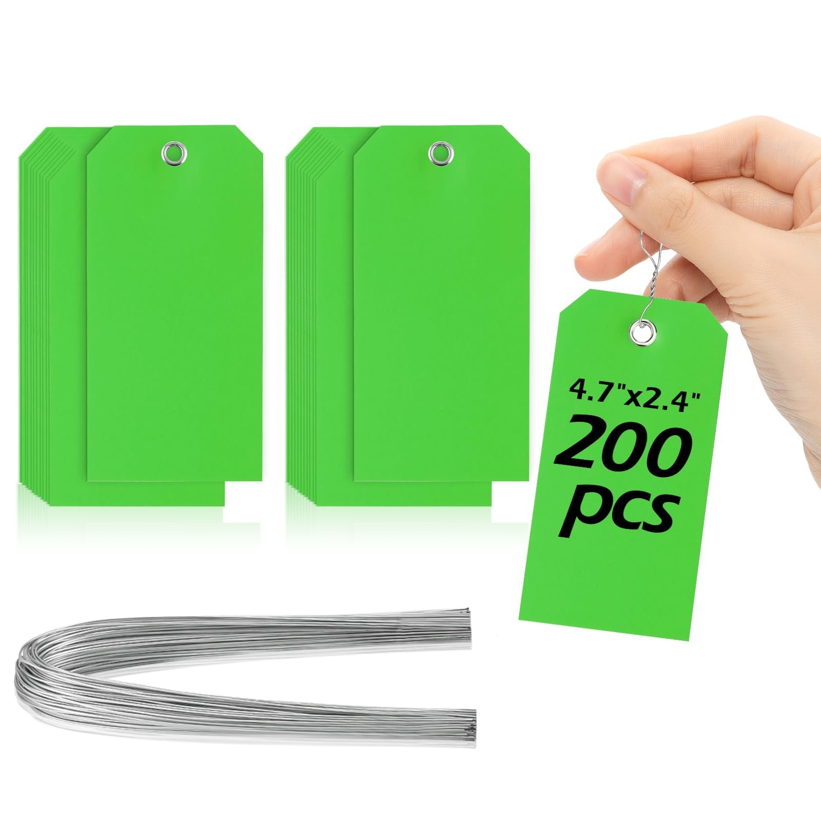 200 Pcs 4 3/4″ x 2 3/8″ Wire Tags Labels Plastic Shipping Tags for Labeling T…