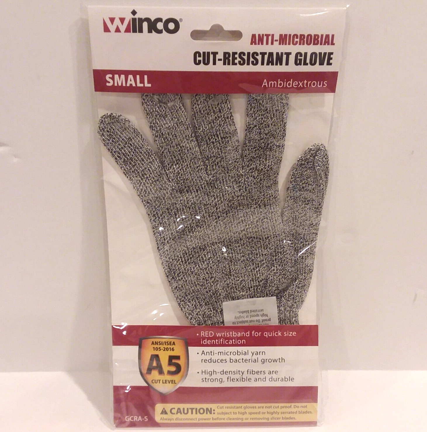 Winco Protective Cut Resistant Glove ANSI Level A5 Anti Microbial GCRA-S SMALL