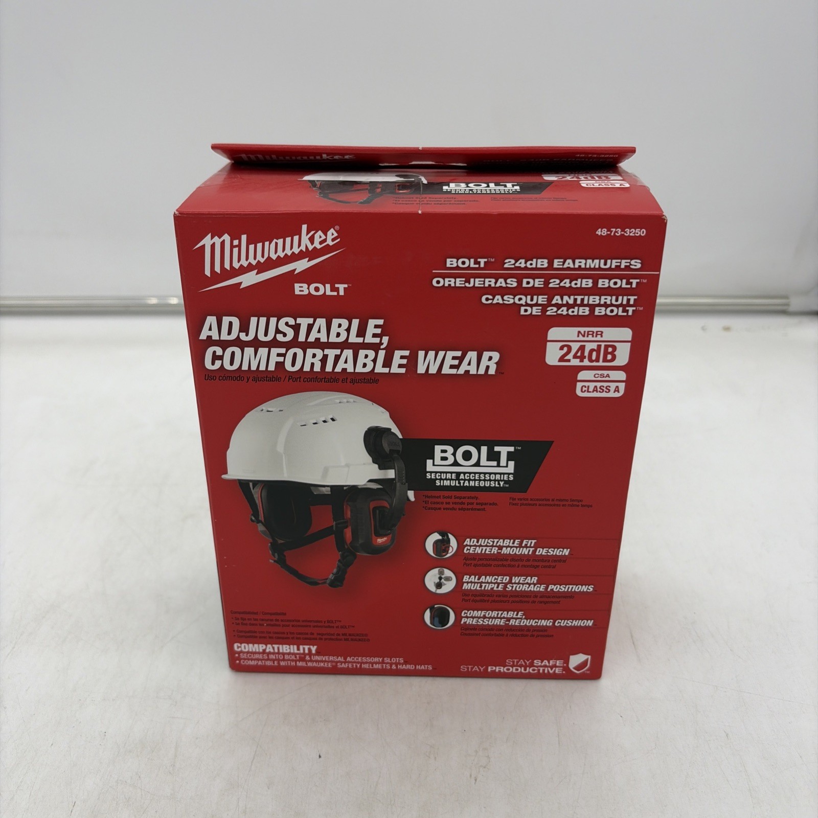 Milwaukee 48-73-3250 BOLT 24dB Earmuffs, Use with Safety Helmets and Hard Hats.