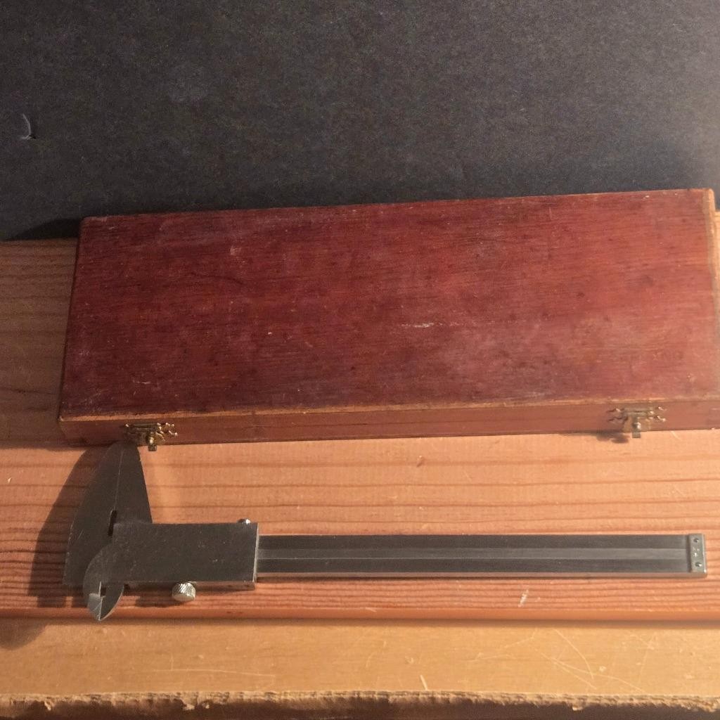 SHARP VTG LUFKIN NO, 701 VERNIER CALIPER IN ORIGINAL WOOD BOX SWITZERLAND