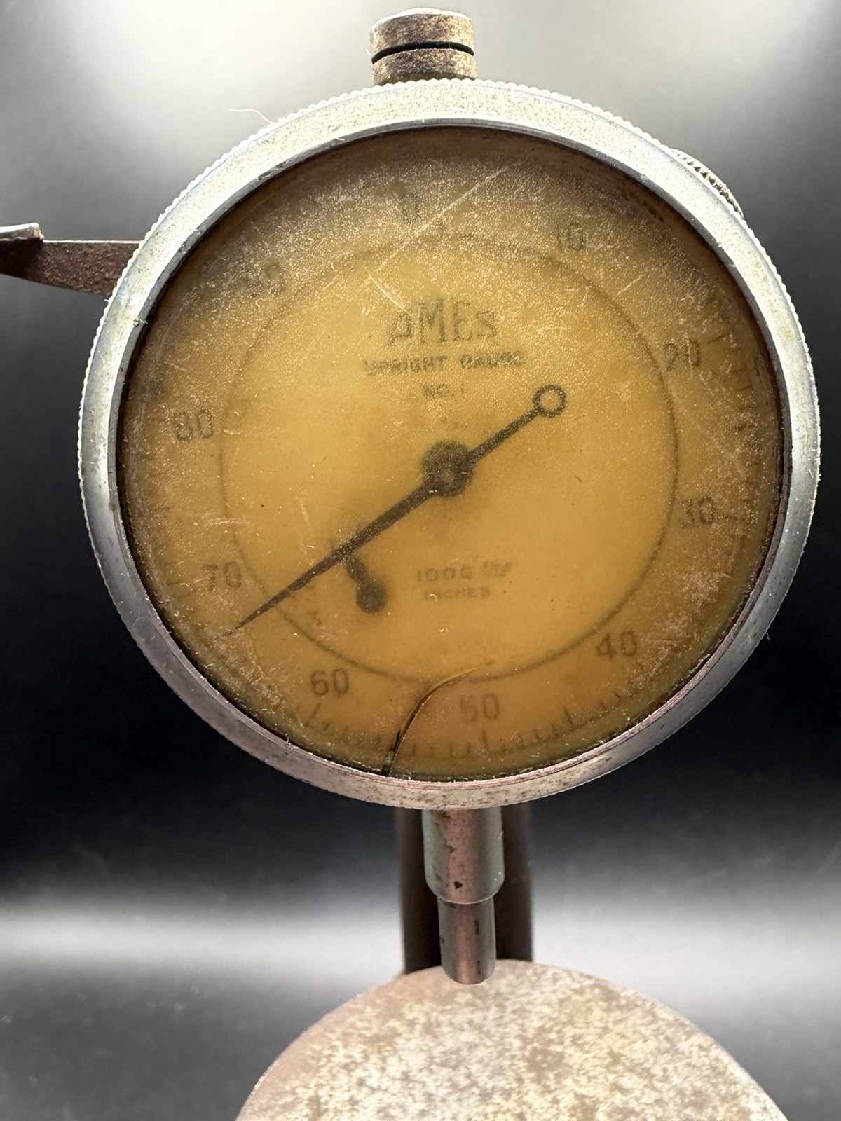 Vintage Antique B.C. Ames No. 1 Upright Gauge Dial Indicator Bench Stand 10″