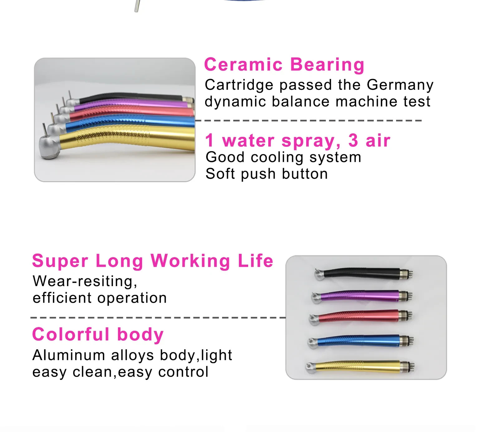 US COXO CX207-C High Speed Air Turbine Handpiece 4 Hole Colorful Anti-retraction