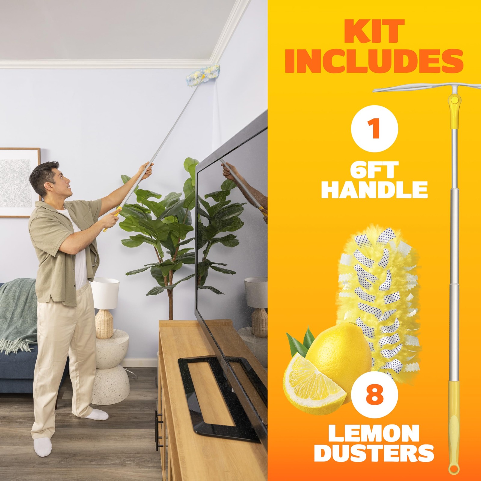 Swiffer Duster Kit with 6 ft Super Extendable Handle, Heavy Duty Multicolor