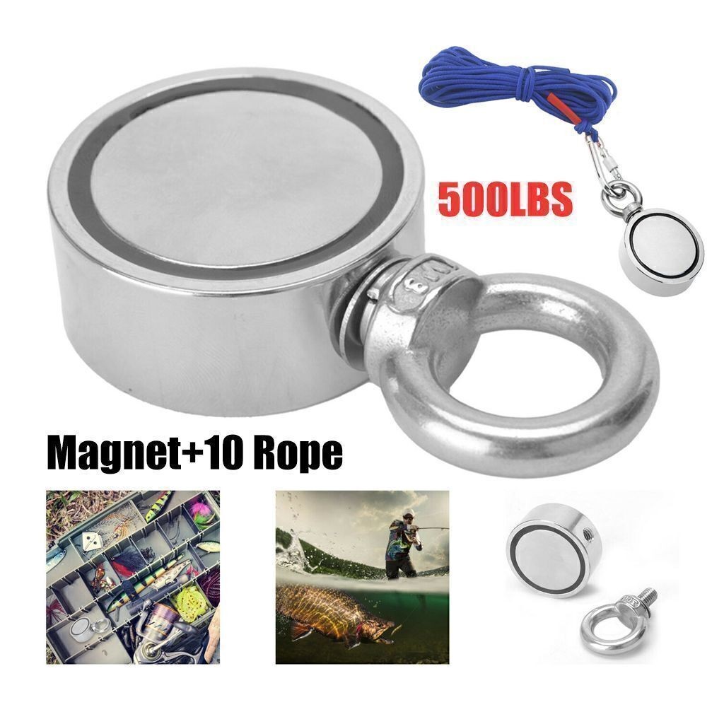 500LBS Fishing Magnet + Rope Kit Strong Neodymium Pulling Force Treasure Hunt
