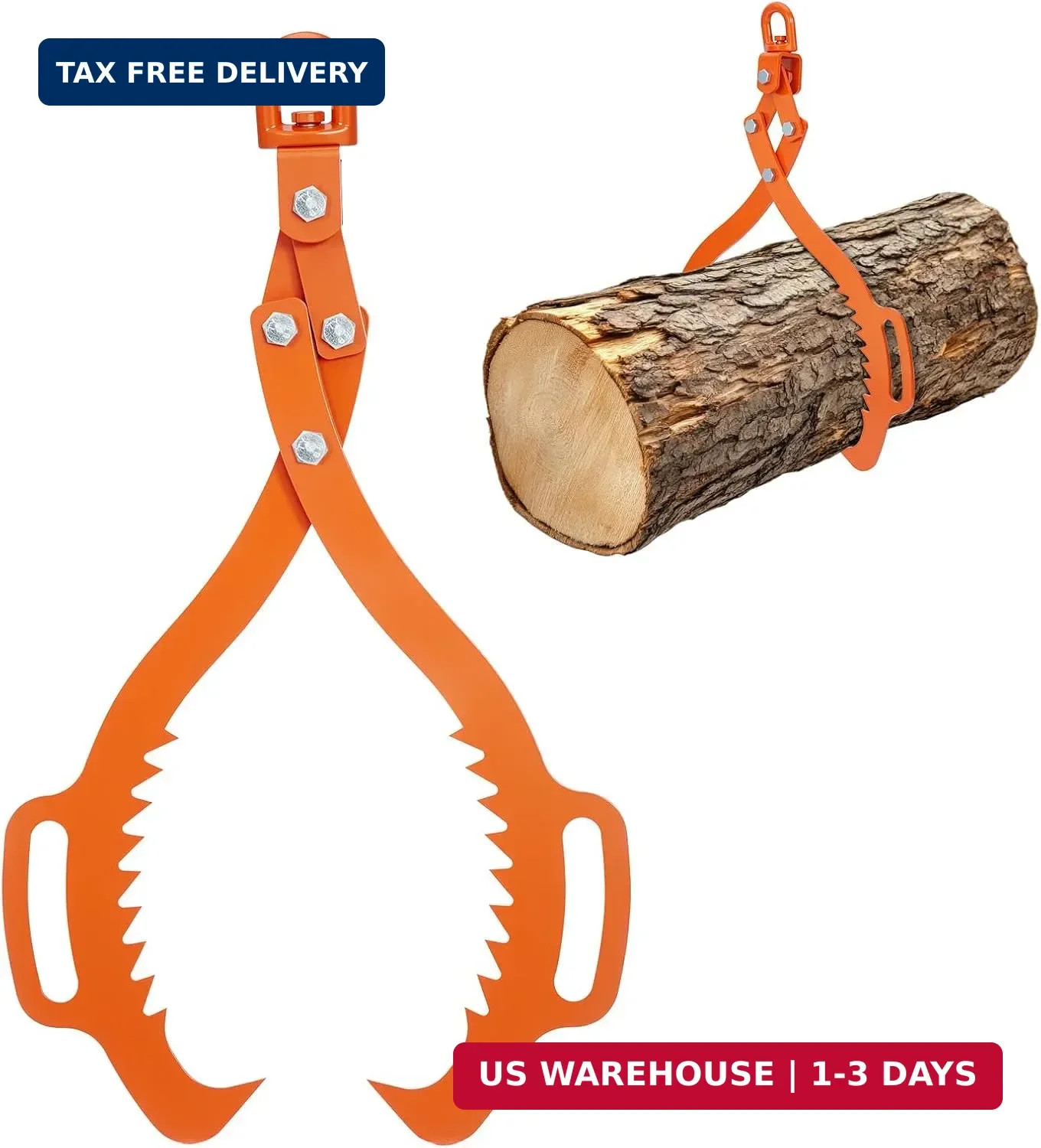 GarveeLife Log Lifting Tongs 28 in 2 Claw, Log Grapple Logging Tongs with 2 Serr
