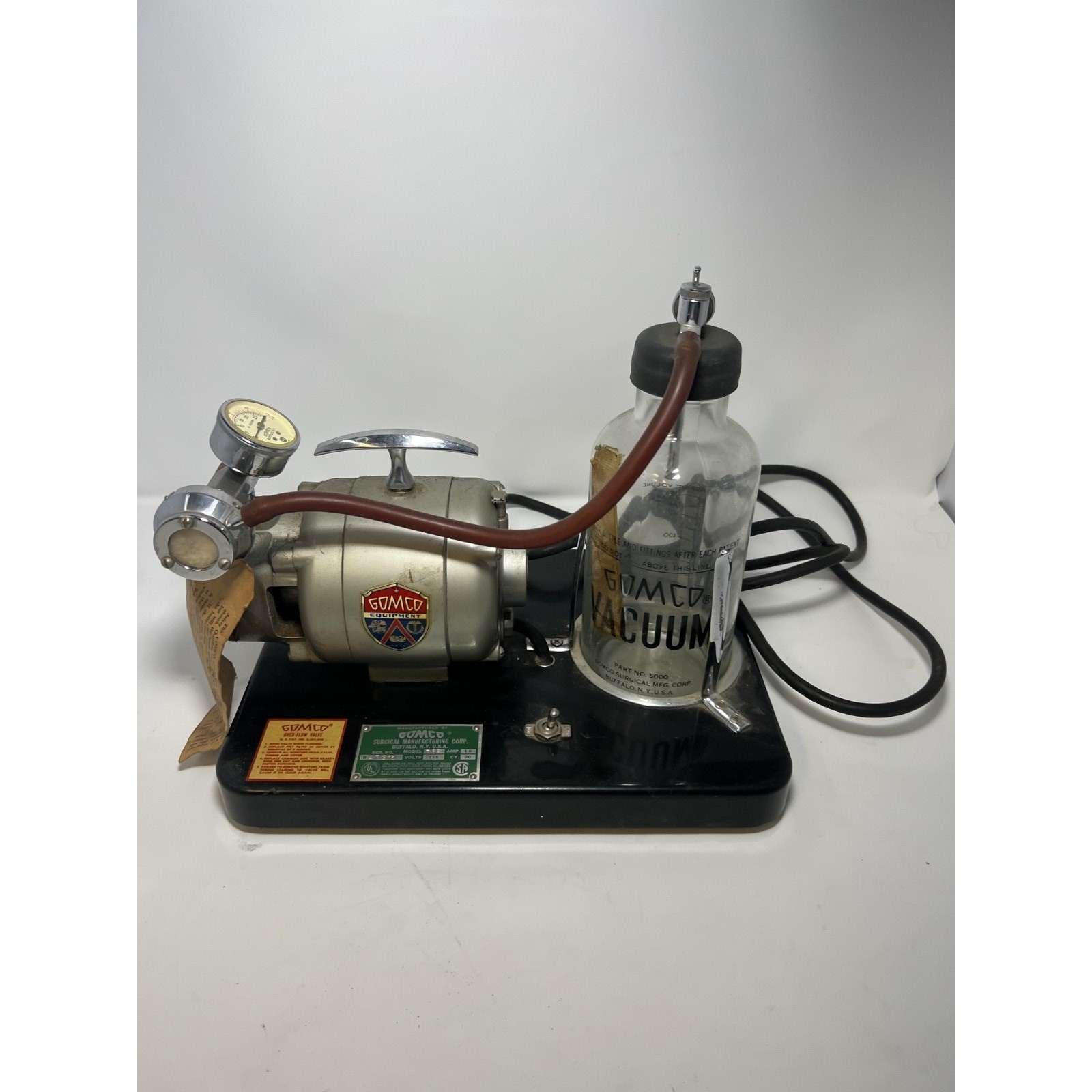 Vintage Gomco 789 Suction Aspirator Pump Vacuum w/ Glass Bottle TESTED Offers