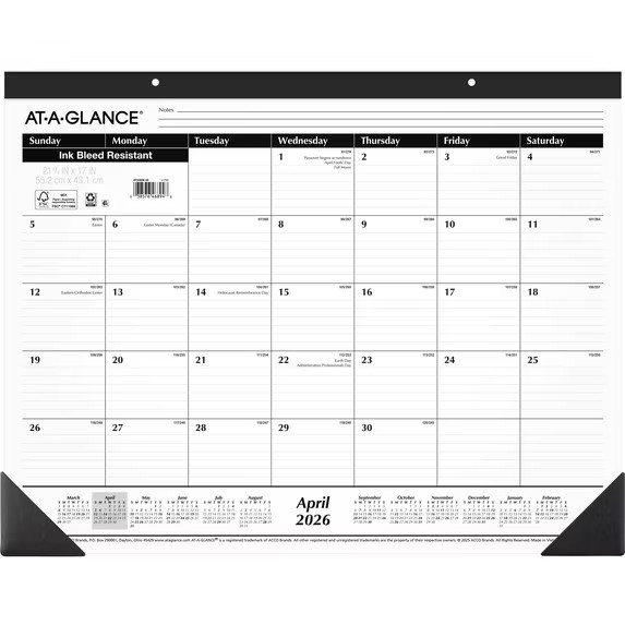 2026-2027 Large Size Academic Monthly Desk Pad Calendar 21.75″ x 17″ Paper