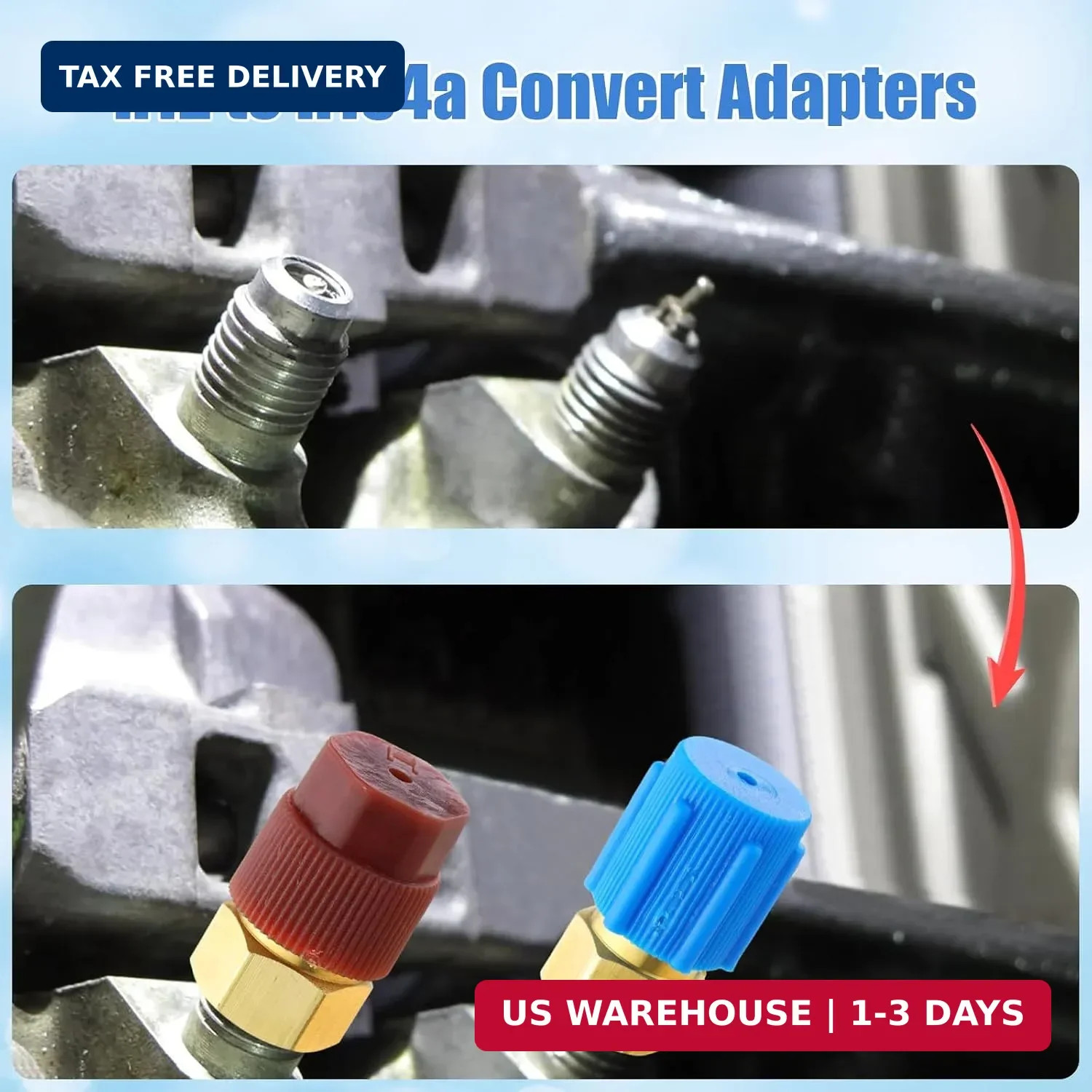 R12 to R134A AC Fitting Conversion Adapter Kit, Quick Coupler Valve A/C 9
