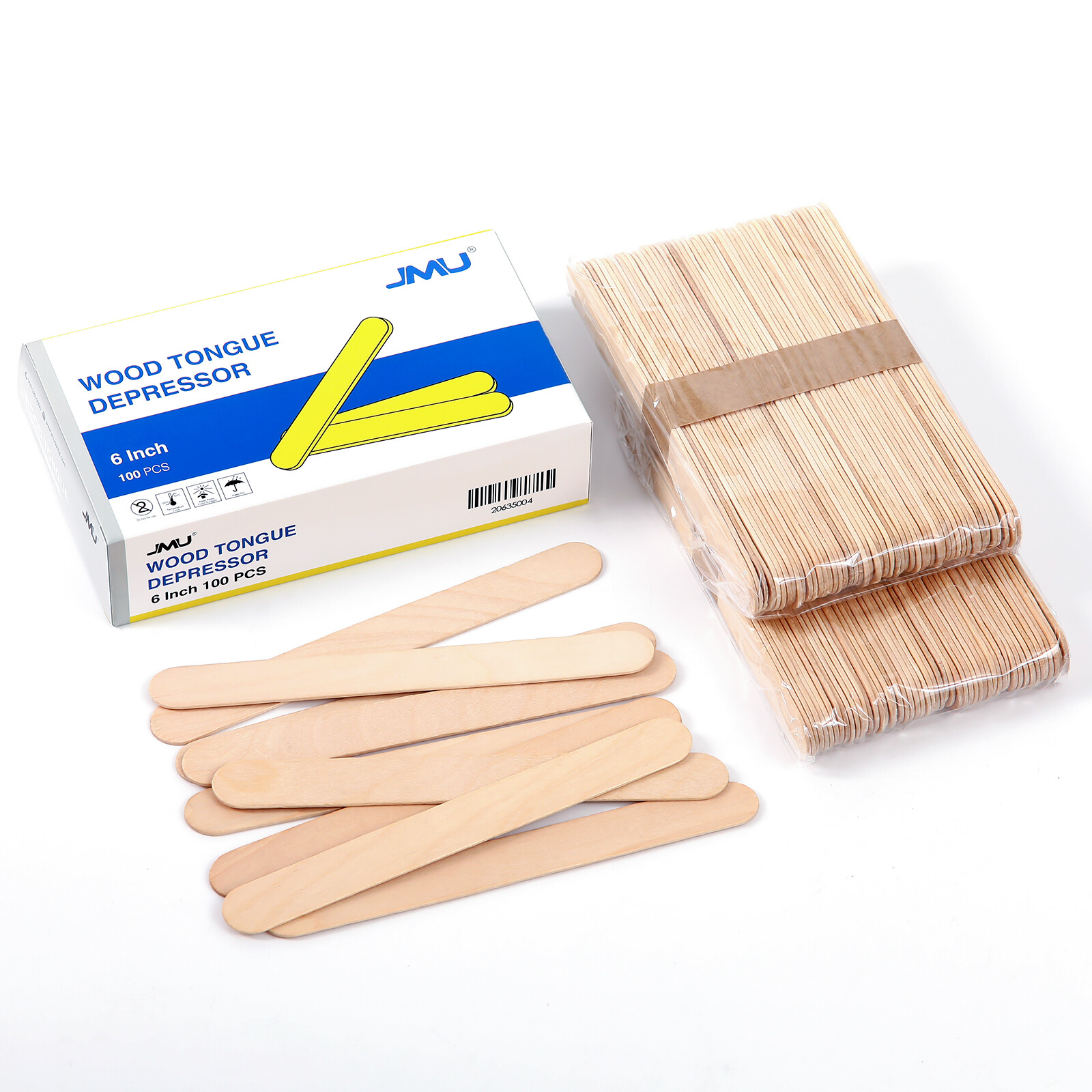 JMU Tongue Depressors Non-sterile 6″ Senior Tongue Blades Wood (Choosing Qty)