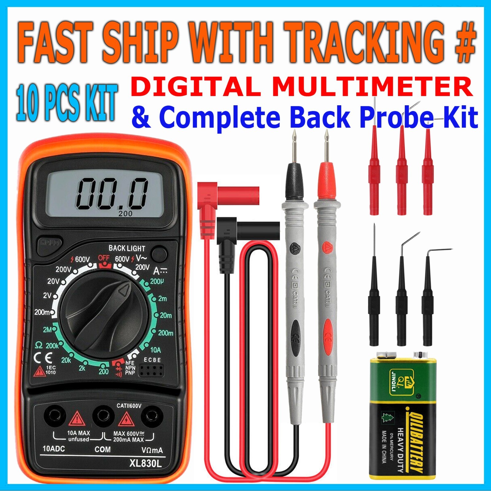 Digital Multimeter AC DC Voltmeter Ammeter Ohmmeter Volt Tester Meter WITH BATTs