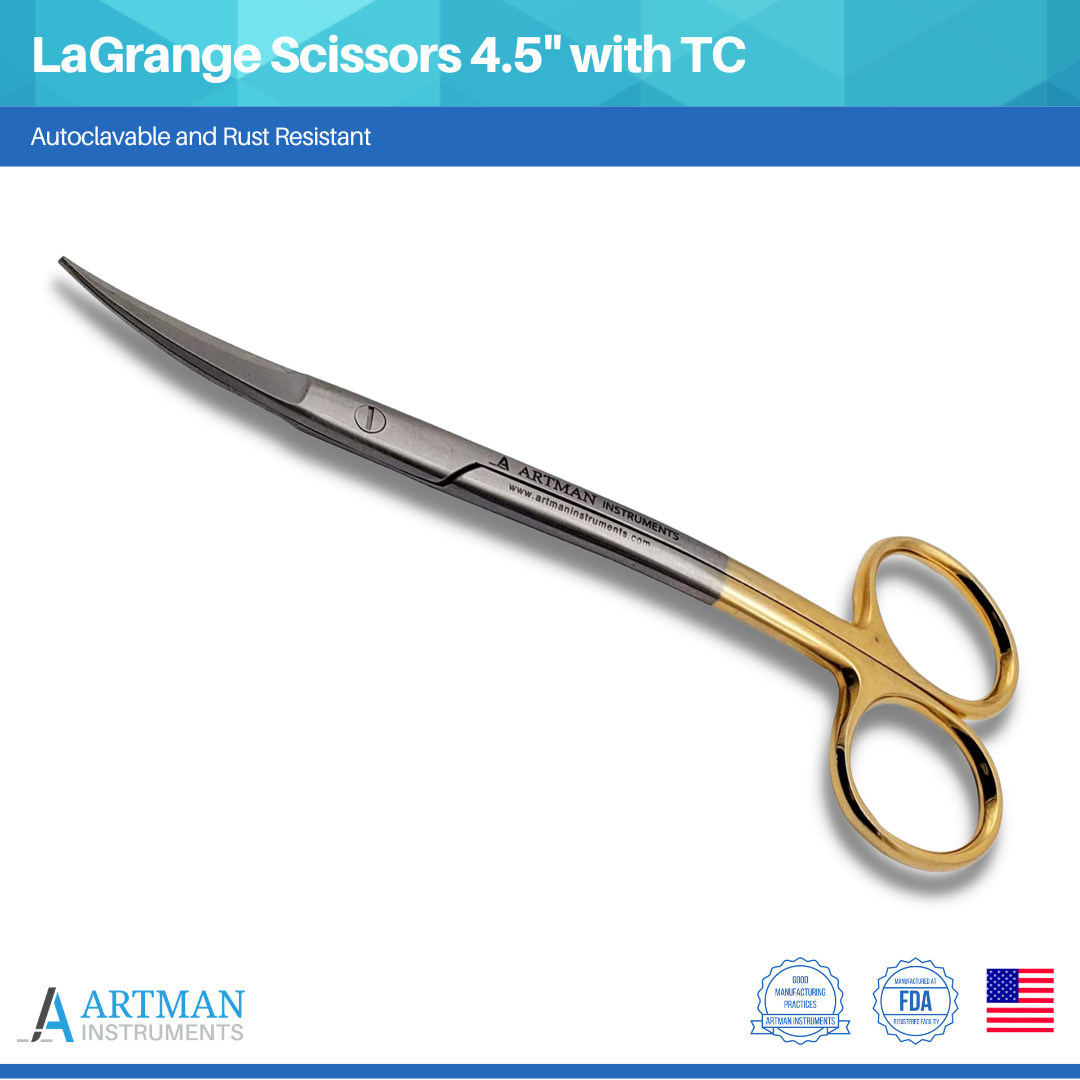 Scissors 4.5″ LaGrange Gold Plated Handle with Tungsten Carbide Inserts ARTMAN
