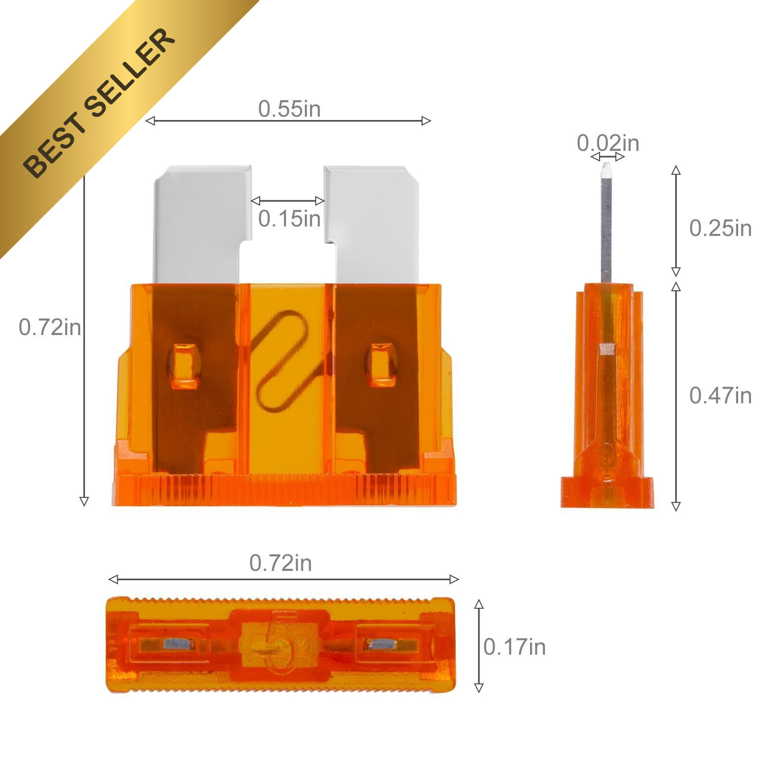 100Pcs Standard Automotive Blade Fuse Assortment Kit for Car Truck Boat Marine