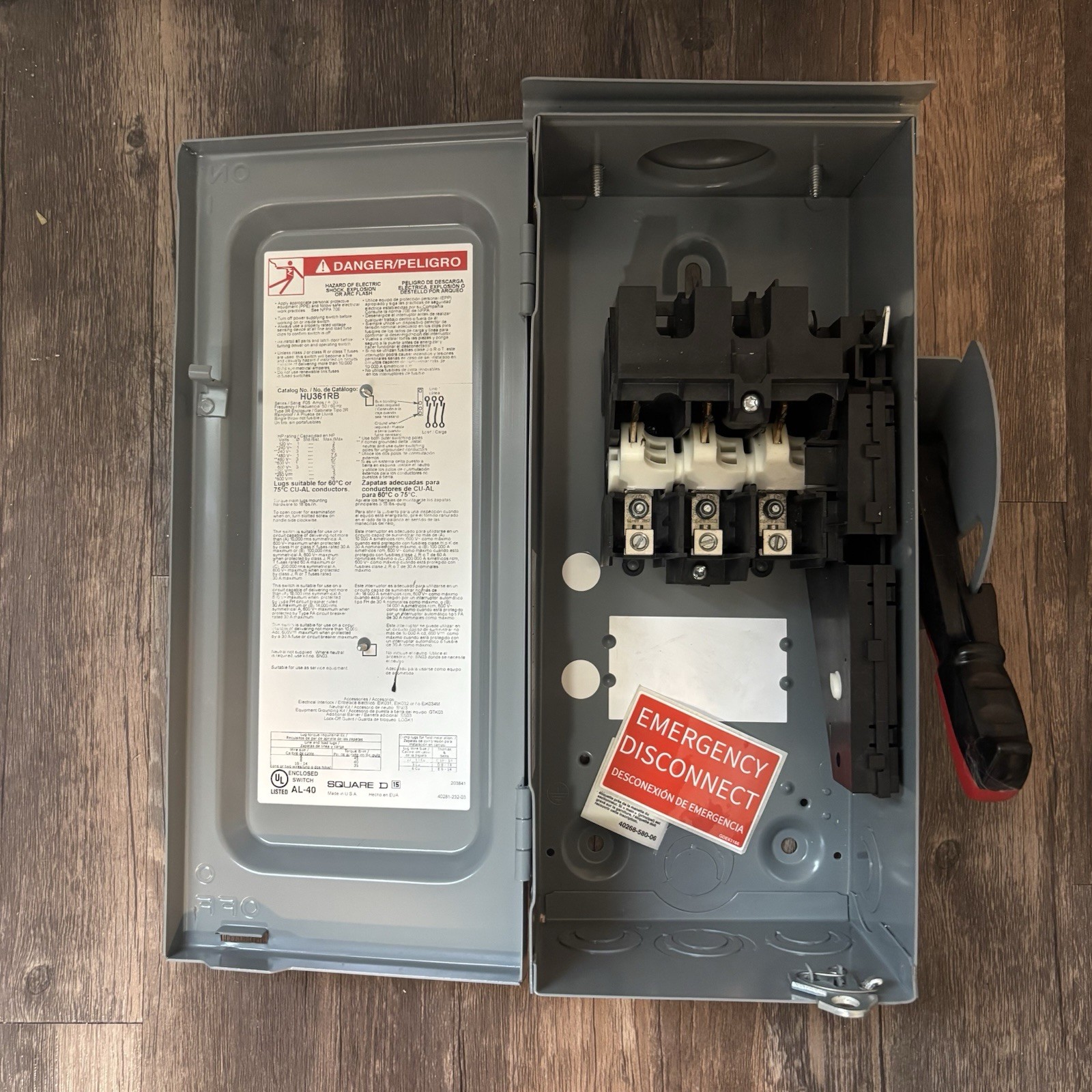 Square D HU361RB New Box Heavy Duty Disconnect Switch 30 Amp 600v 3 PhaseNema 3R