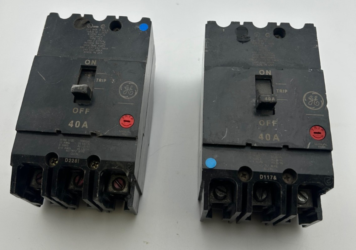 GE TEY TEY340 Circuit Breaker *CHIPPED* 3 pole 40 amp 480/277v – Warranty