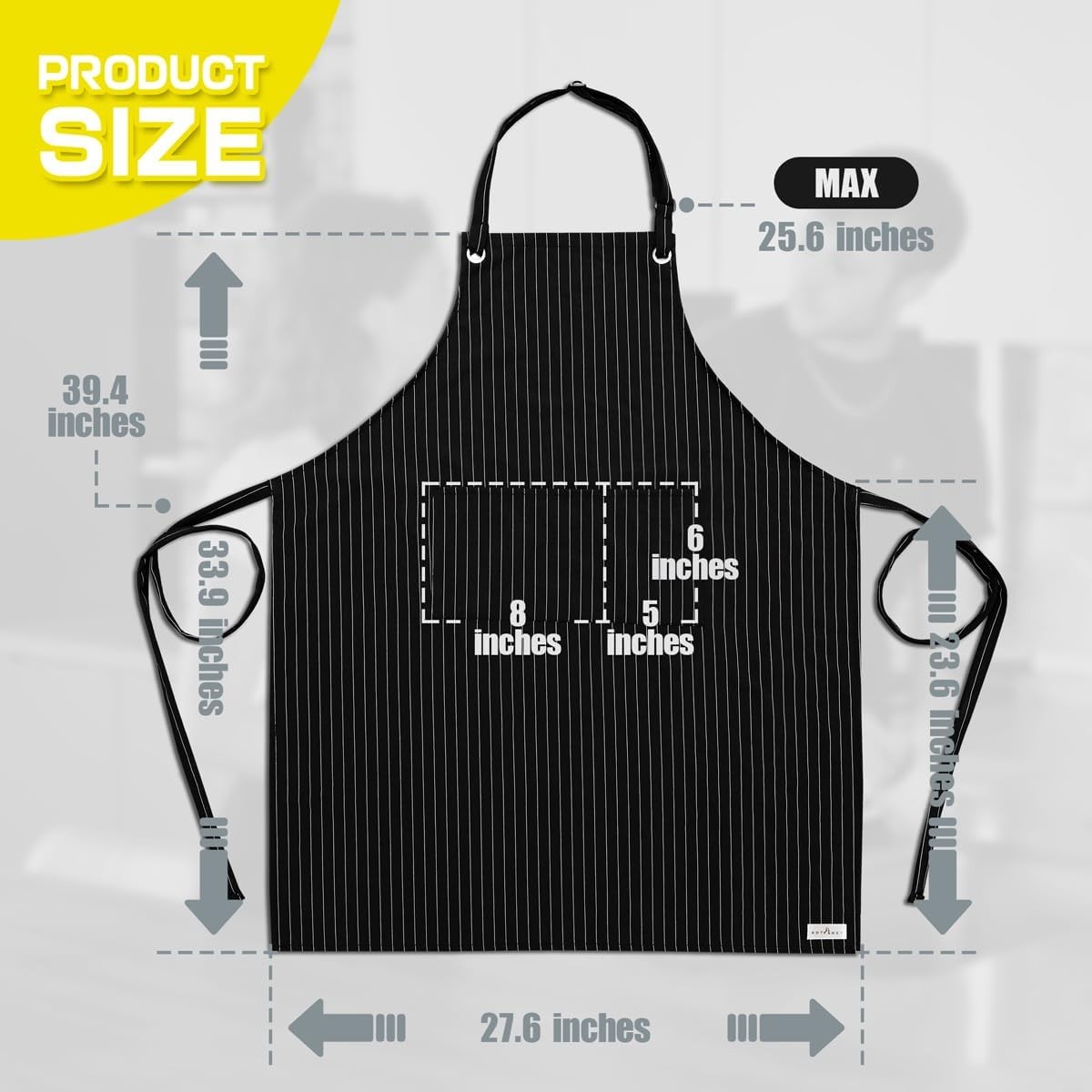 ROTANET Stripe Stretch Apron for Men Women Chef Big and Tall Large Striped