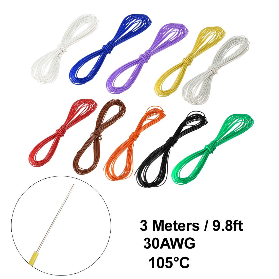 10X 30 Gauge Wrapping Wire Tin Plated Copper for Electronic Test PCB Cable