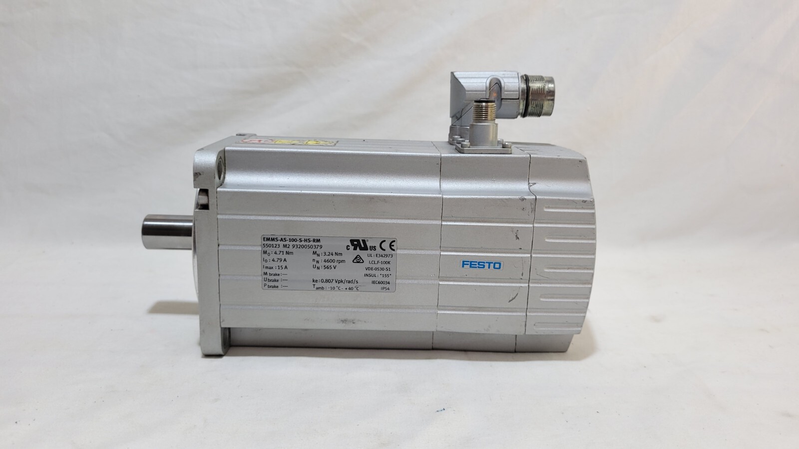 Festo EMMS-AS-100-S-HS-RM Servo Motor 15A, 565V, 4600rpm, 550123