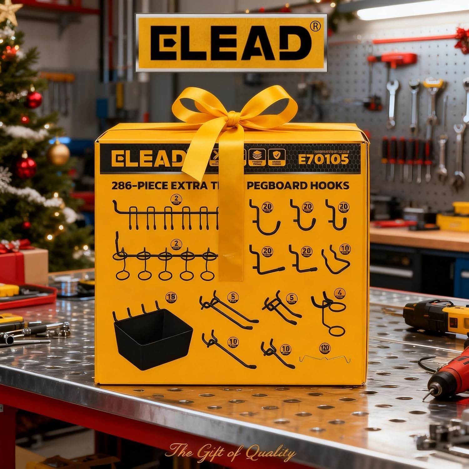 286-Piece Extra Thick Pegboard Hooks Set, 1/4″ Heavy Duty Black Peg Board Org…