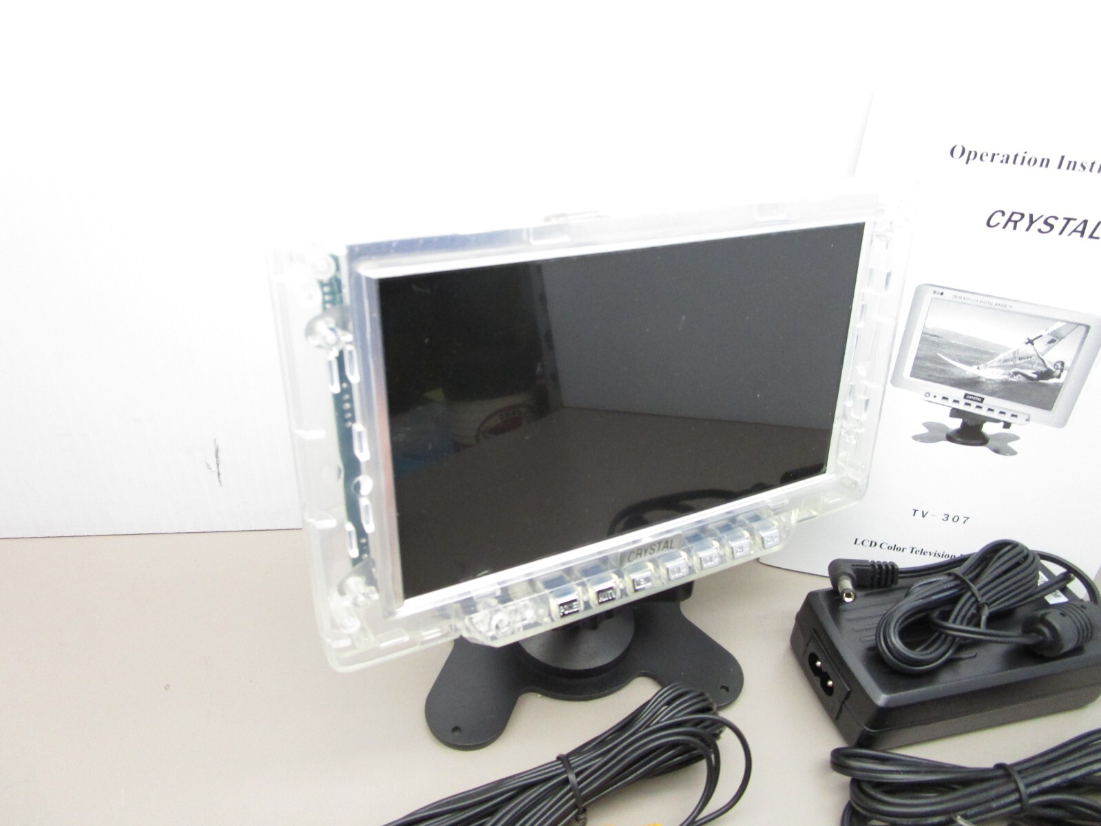 7″ LCD Color TV Receiver 12V with AV Cables Clear Case For Prison Jail Inmates