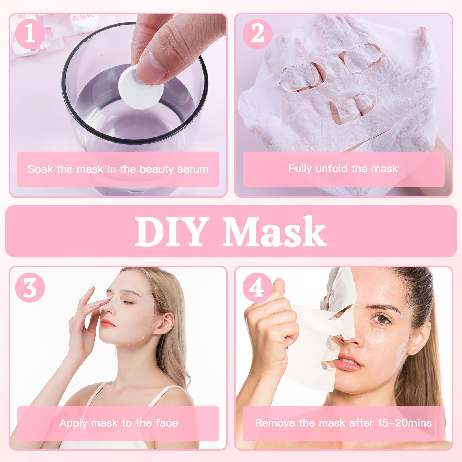 Khrgovd 100PCS Compressed Cotton Facial Mask 1 Count (Pack of 100), White