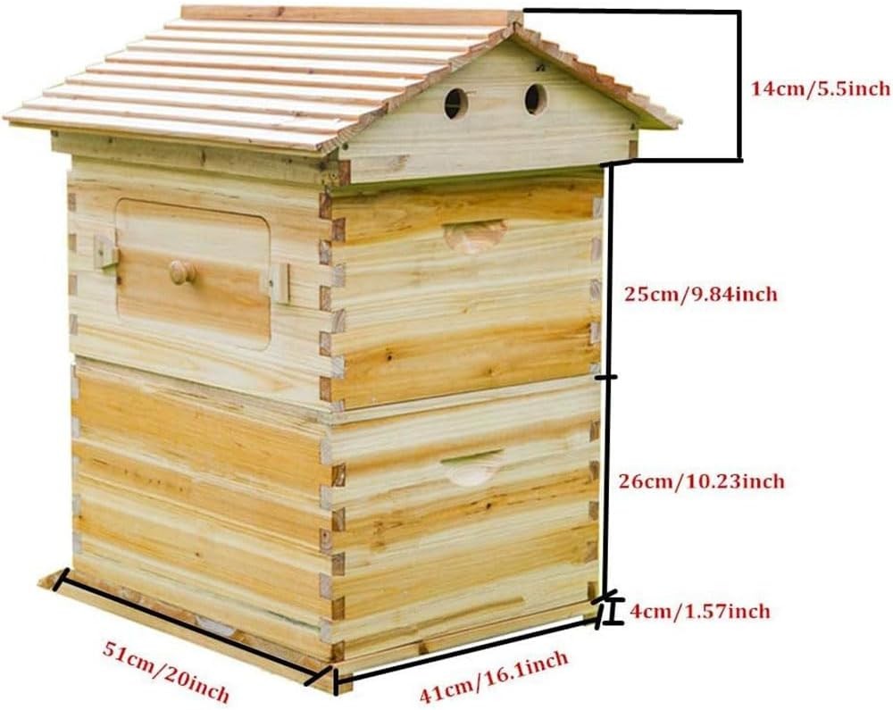 Large Size Bee Hive Beekeeping Kit Wooden bee hive House with 7 Auto Ooze Frames