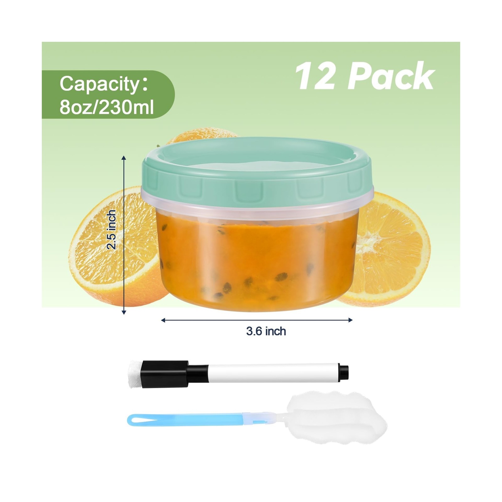 12 Piece 8 oz Plastic Food Storage Containers with Lids, Reusable Freezer Sto…