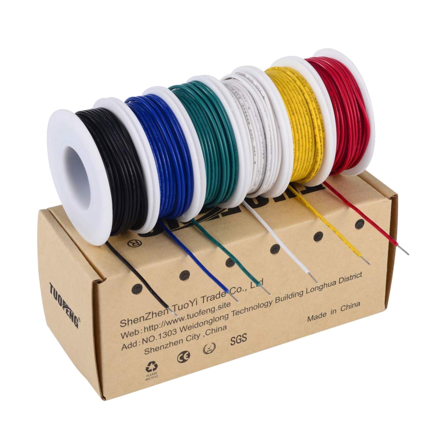AWG Wire Solid Core Hookup Wire, 6 Different Colored Breadboard Wires 30ft Ea…