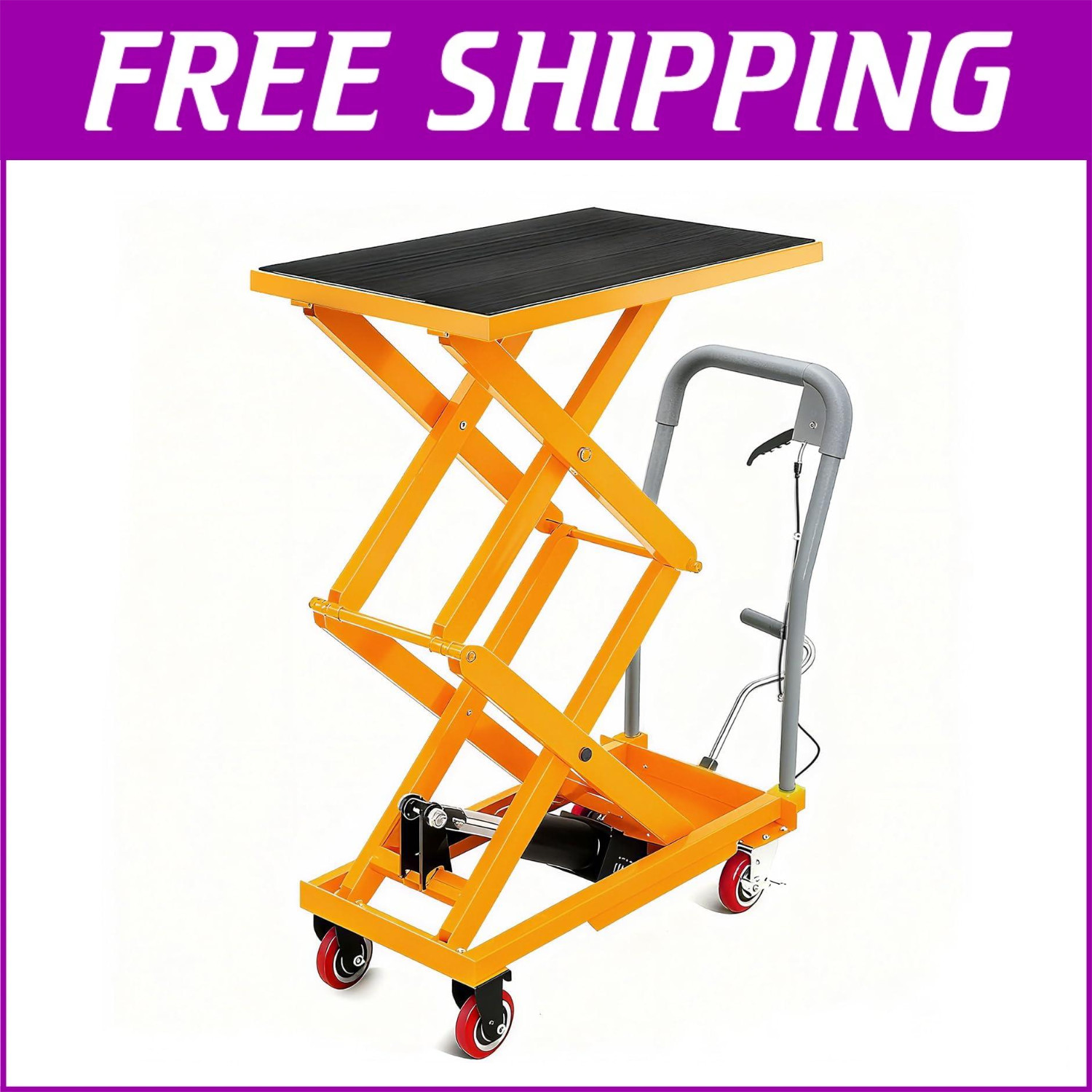 Manual Double Scissor Lift Table Hydraulic Lift Cart 330Lbs 50 Inch Lifting