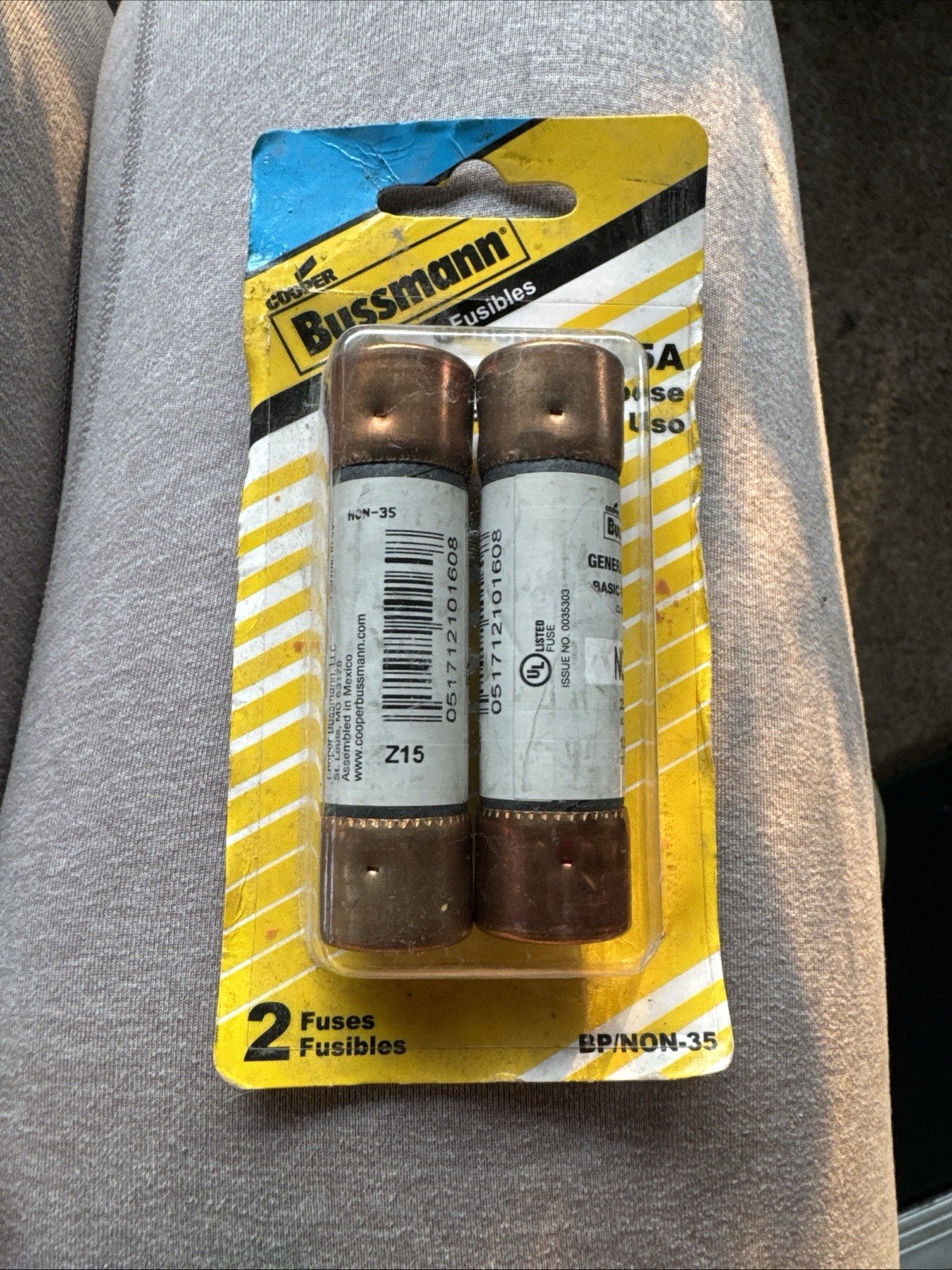 Bussmann BP/NON-35 35A HRC Cartridge Fuse 2-Pack One-Time Only 201-250V AC