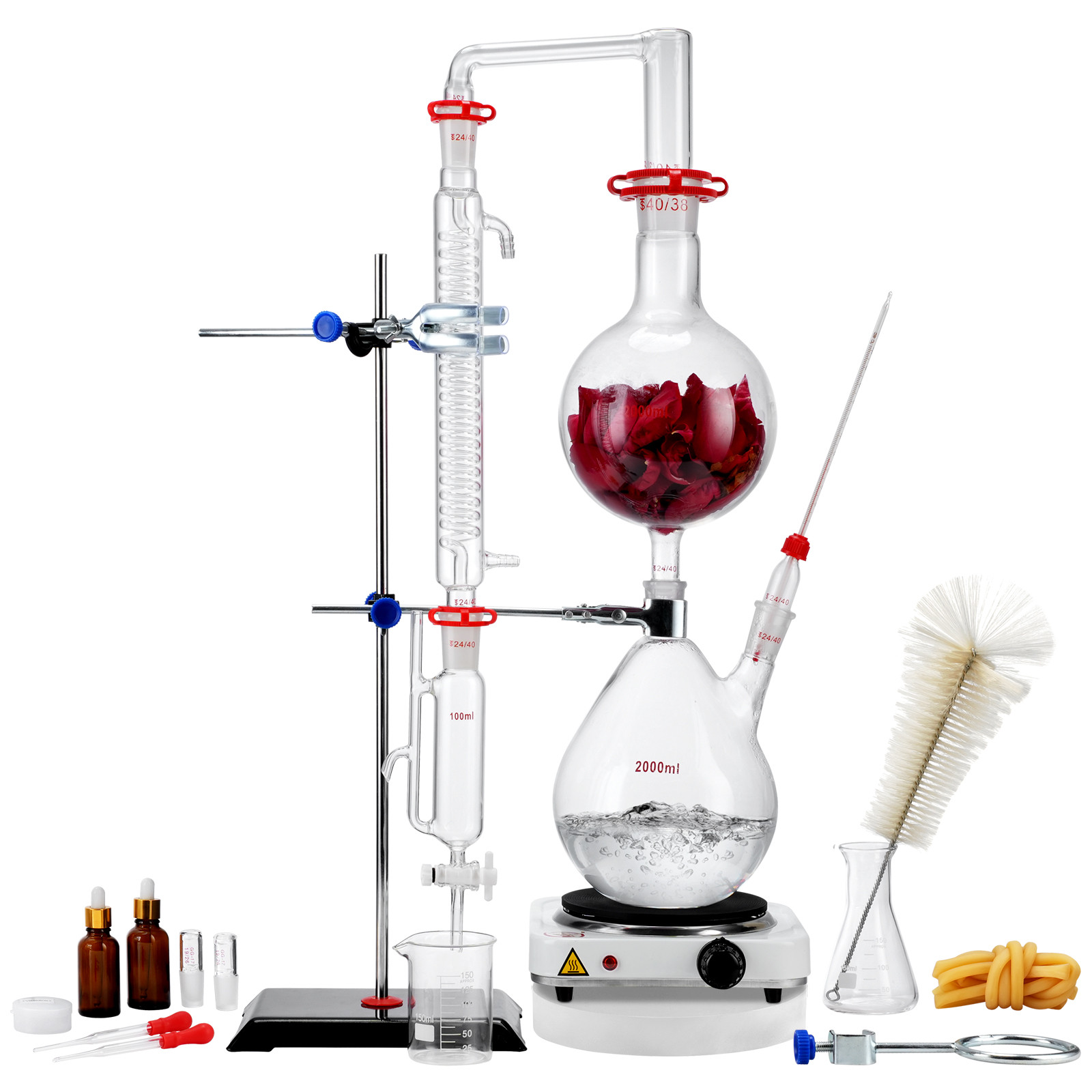 VEVOR Essential Oil Distillation Kit 2000ml Distillation Apparatus 28 pcs Set