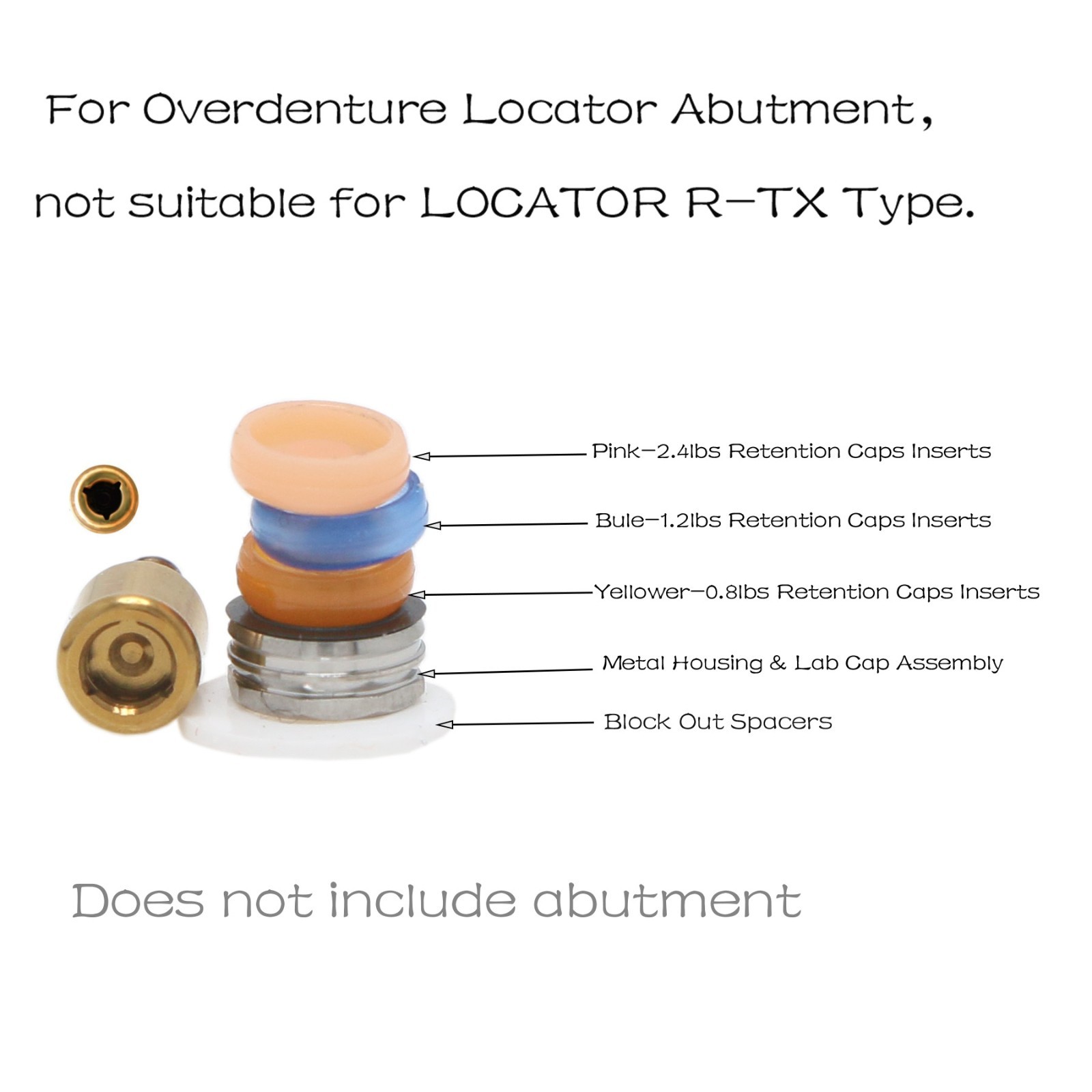 US Dental Replace Male Cap Inserts for Locator Abutment fit Ø4.5mm Metal Housing