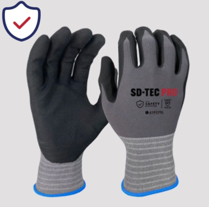 12 Pairs 15 Gauge Size Small Nylon Lycra Black Micro Foam Nitrile Coating Gloves