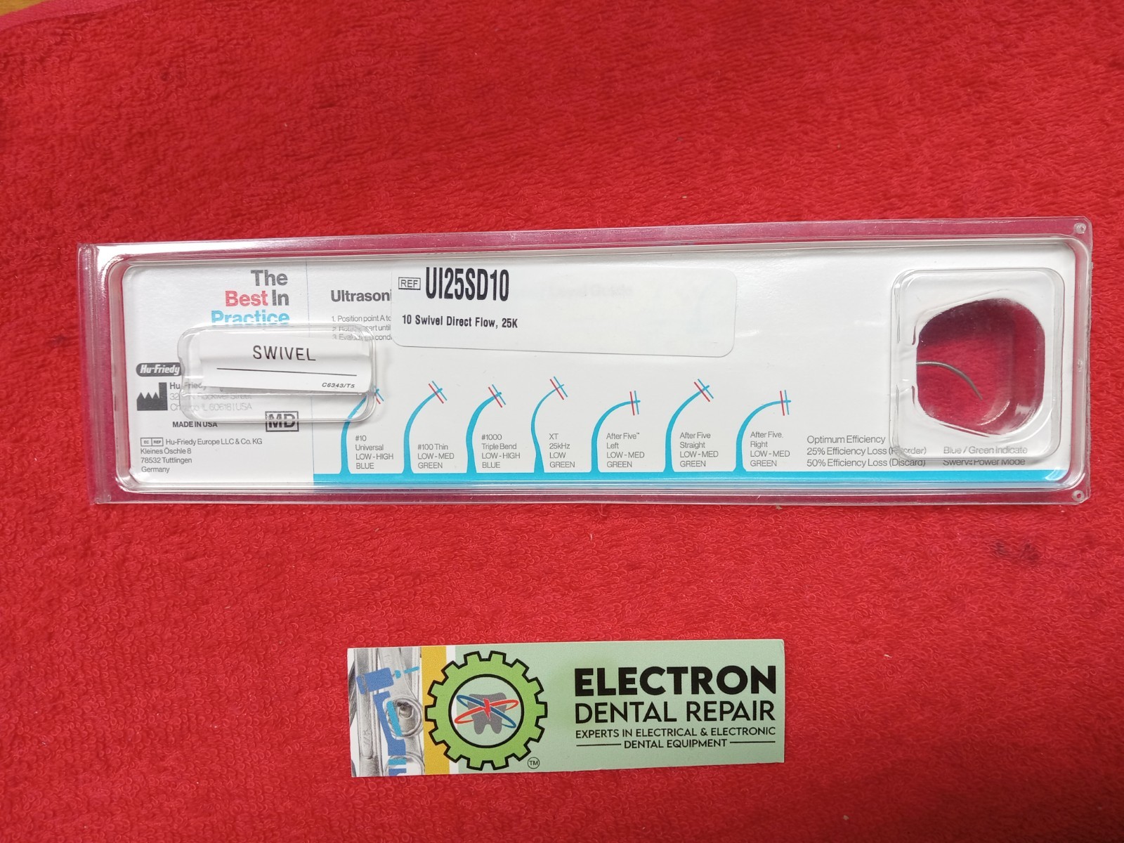 HU FRIEDY Insert Ultrasonic 25 kHz No.10 Swivel Direct Flow Universal UI25SD10